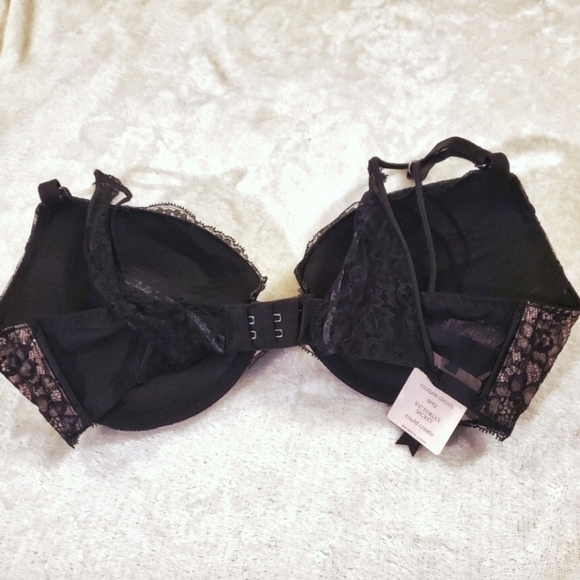 New Victoria's Secret Designer Collection Pink & Black Push Up Bra 32D - Picture 5 of 5